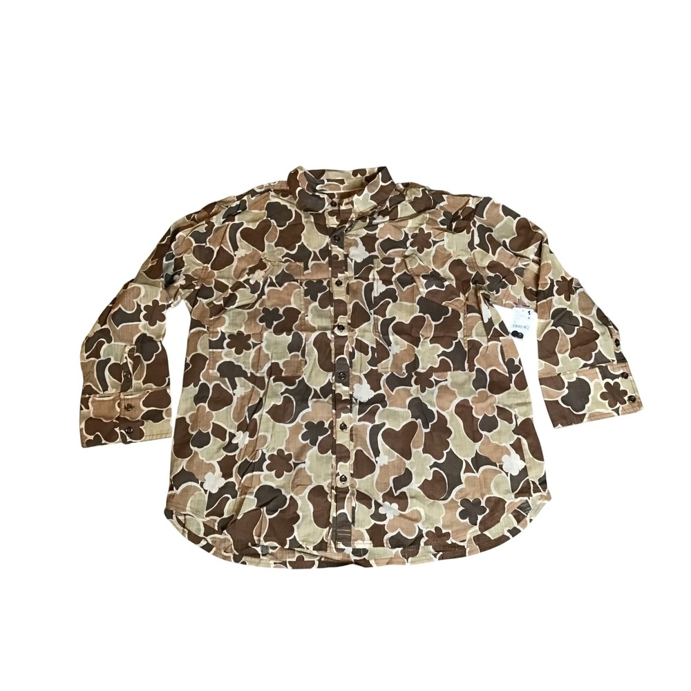 Free People Women's Desert Brush Combo Hidden Flower Camo Shirt Size XL NWT - Picture 6 of 12